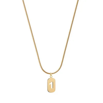 Stainless Steel Angel Number Necklace 0 1 2 3 4 5 6 7 8 9 Rectangle For Women Men Hollow Lucky Number Chain Necklaces Jewelry Pi-Mart