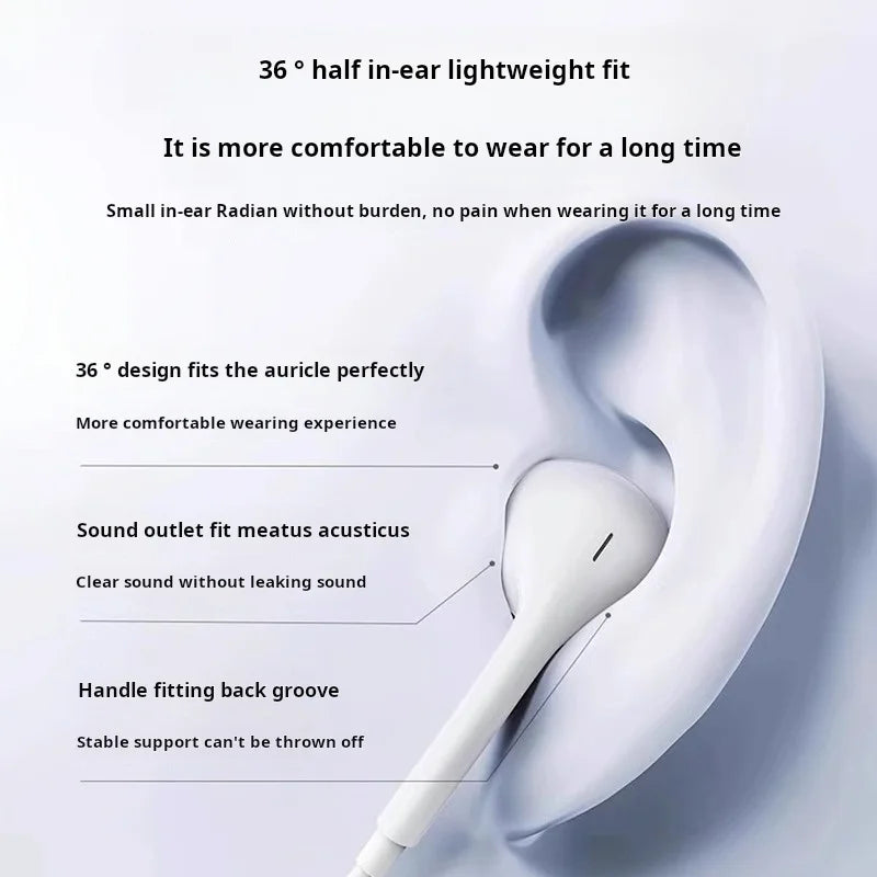 Original In-Ear Headphones For Apple iPad iPhone 15 17 14 13 12 11 16 Pro Max Plus Type C Wired Earphones Laptops Tablet Earbuds LadyShow.Store