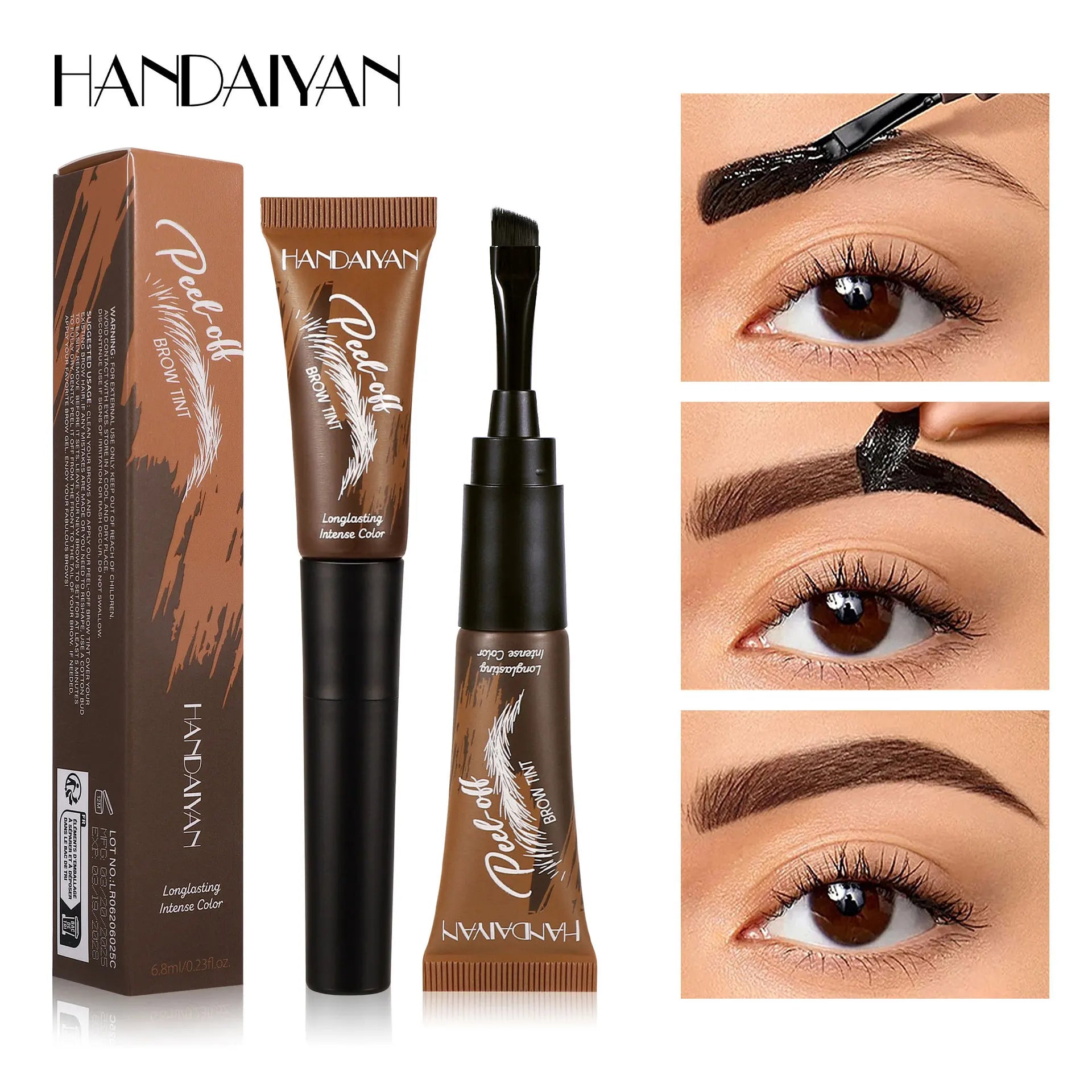 HANDAIYAN 5-color brush head peel-off eyebrow tint Waterproof, long-lasting, and smudge-proof peel-off eyebrow tint Tri Light Beauty