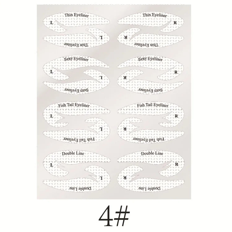 4 Sheets Quick Stencils Eyeliner Eye Makeup Shaping Auxiliary Stickers Eyeshadow Eyebrows Styling Drawing Template Guide Card Pi-Mart