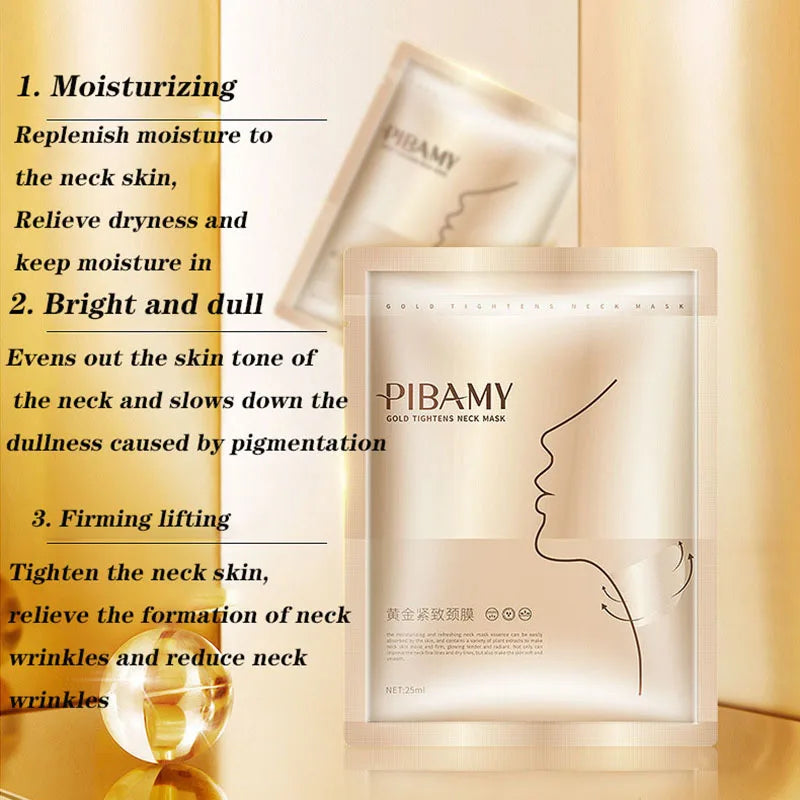 Gold Firming Neck Mask Moisturizing Nourishing Brightening Hydrating Neck skincare Masks Beauty Necks Skin Care Products Tri Light Beauty