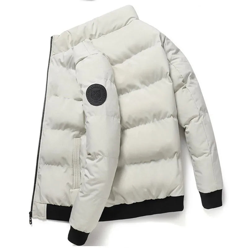 2025 Winter New Solid Color Zipper Down Jacket Thick Cotton Jacket Men Trendy Brand Casual Youth Coat Versatile Comfortable Top LadyShow.Store