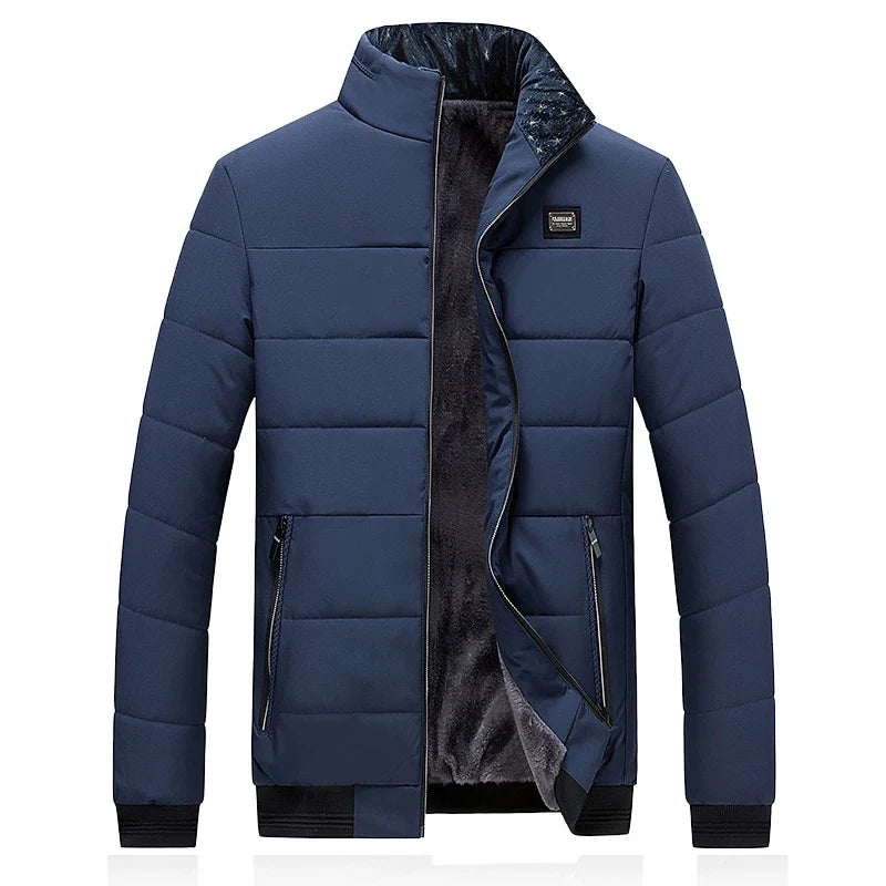 Puffer Jacket Mens Fleece Lined Thick Parkas Stand Collar Jacket Men's Coat Winter Warm Thick Coat Quilted Padded Jacket Outwear LadyShow.Store