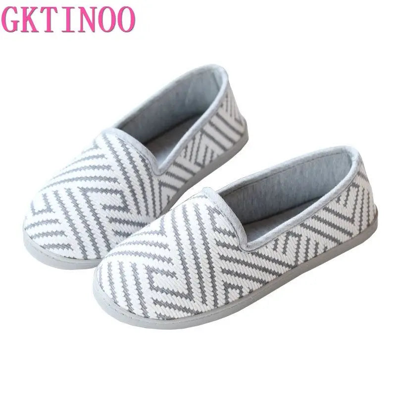 New 2026 Spring Autumn At Home Thermal Anti-Skid Slippers Women's Knitted Indoor Slippers Soft Outsole House Shoes Pi-Mart