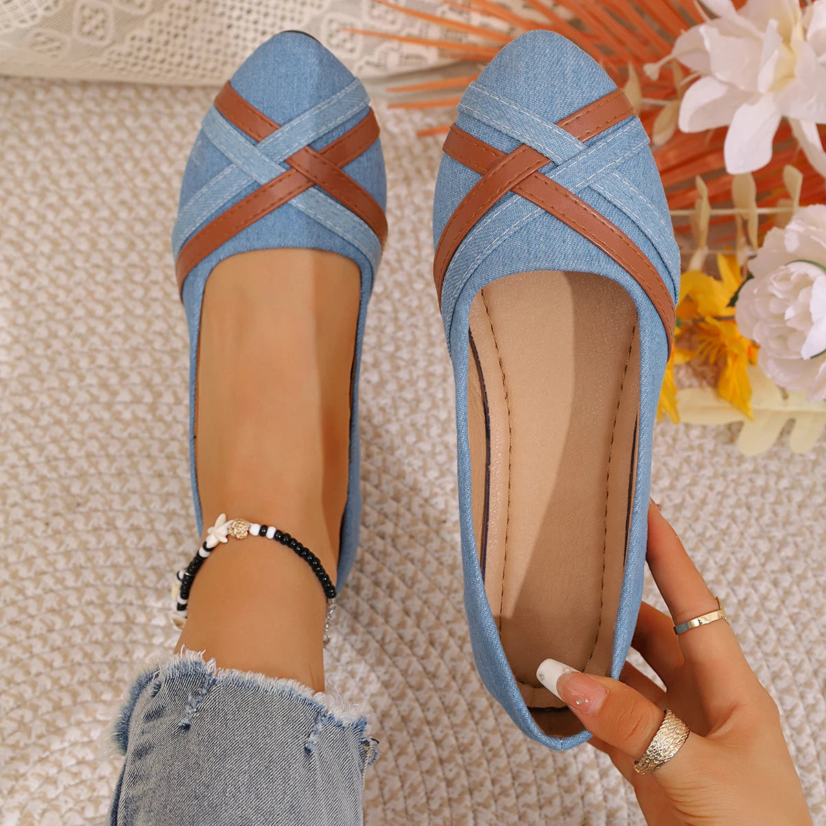 2025 Spring and Autumn New Fashionable Breathable Comfortable Flat Shoes Anti slip Large Women's Shoes Casual Shoes Pi-Mart