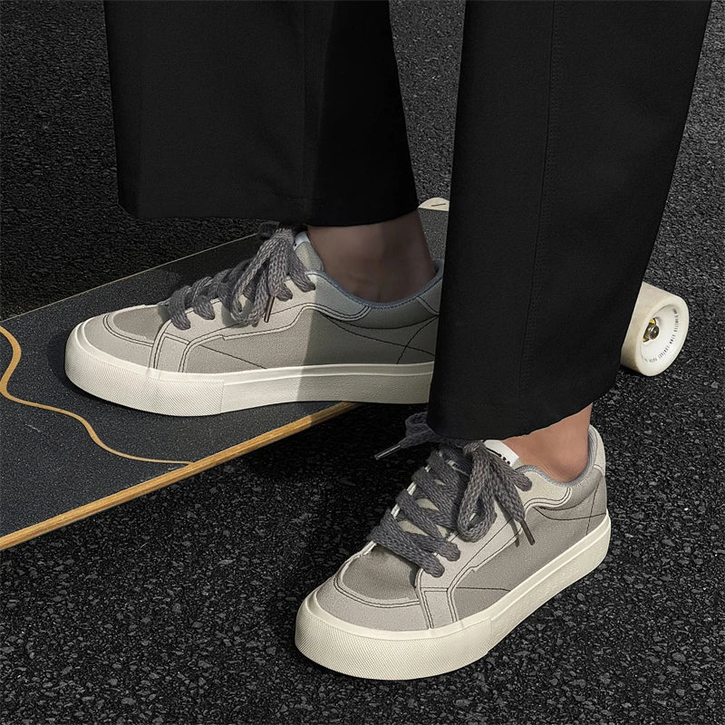Mens Cowboy canvas Shoes Breathable Trend Mens board Shoes Thick Sole Trend Comfortable student Skateboard Trainers Footwear Pi-Mart