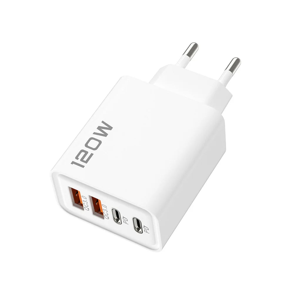 120W USB Type C Charger Mobile Phone Fast Charger Adapter For iPhone Samsung Xiaomi Quick Charge 3.0 EU/US/UK Plug Wall Charger Pi-Mart