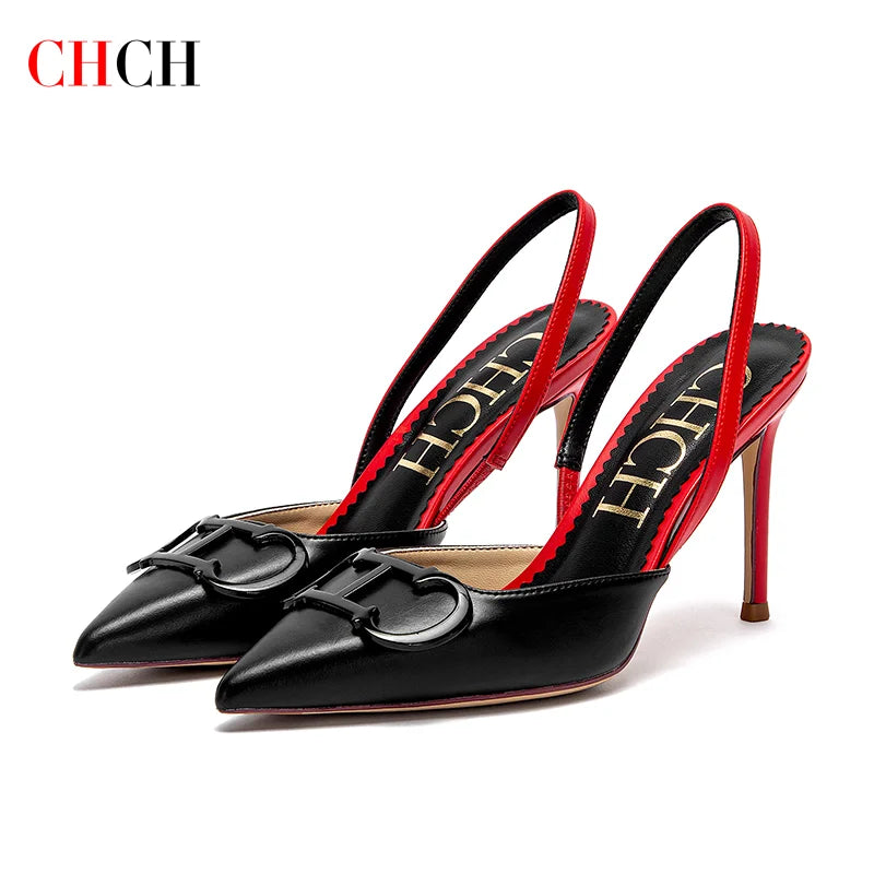 CHCH Women's High Heels 2025 Sharp tip Destiny Closed Toe Strappy Heels Sexy Wedding Bridal Party Dress Shoes 9cm LadyShow.Store