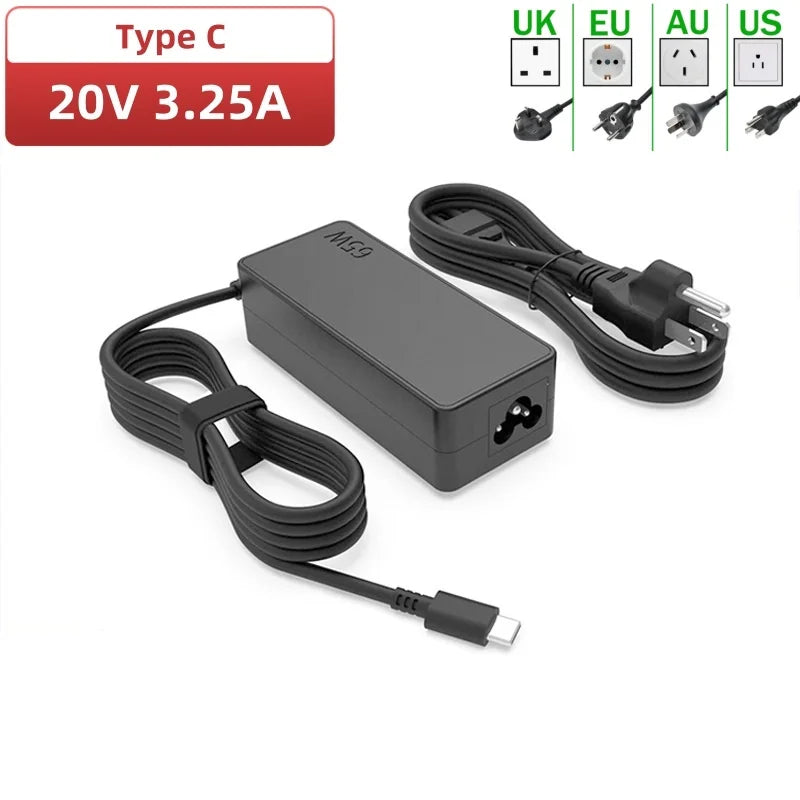 NEW 20v3.25a 65w Type-c Power Adapter Laptop Charger for Lenovo Thinkpad X1 Carbon X270 X280 T580 P51s P52s E480 E470 S2 Pi-Mart