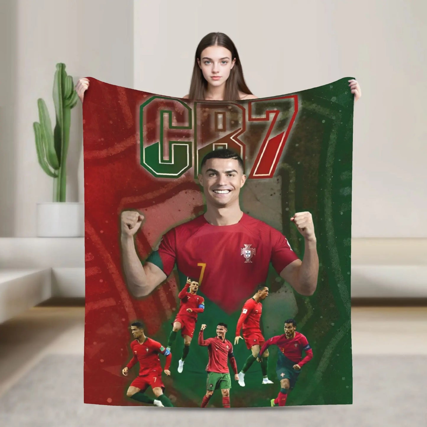 CR7  Football Soccer Blanket Ronaldos Flannel Funny Warm Throw Blanket for Bedding Lounge Decoration Pi-Mart