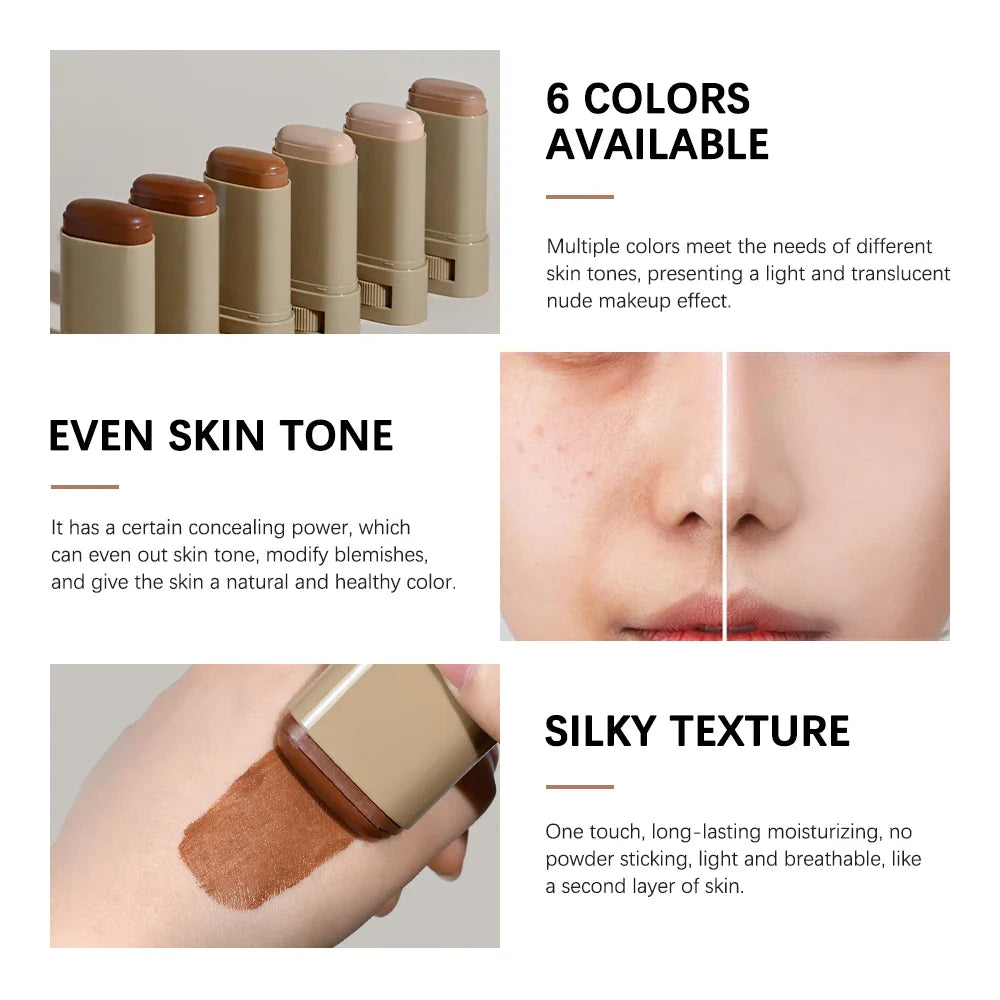 Skin Tint Foundation Stick Eraser Concealer Foundation Stick Serum Boosted Smooth Plumper Hight Coverage Travel Bronze Foundatio LadyShow.Store