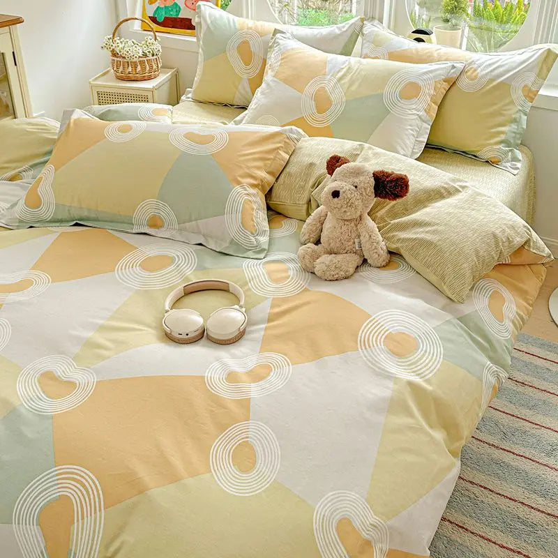 100% Cotton Bedding Set Duvet Set, Quilt Cover Pillow Sham, Wrinkle Free Machine Washable, All Season Comfort 240x220 Pi-Mart