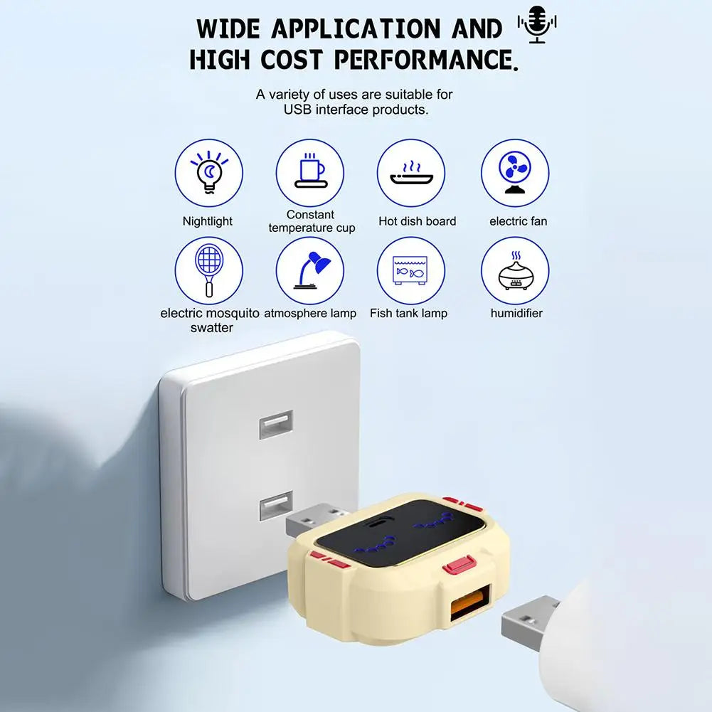 Voice Control Smart USB Socket Converter Lamp Protection Lights Switch Expansion Docking Station -English Voice Control Socket Pi-Mart
