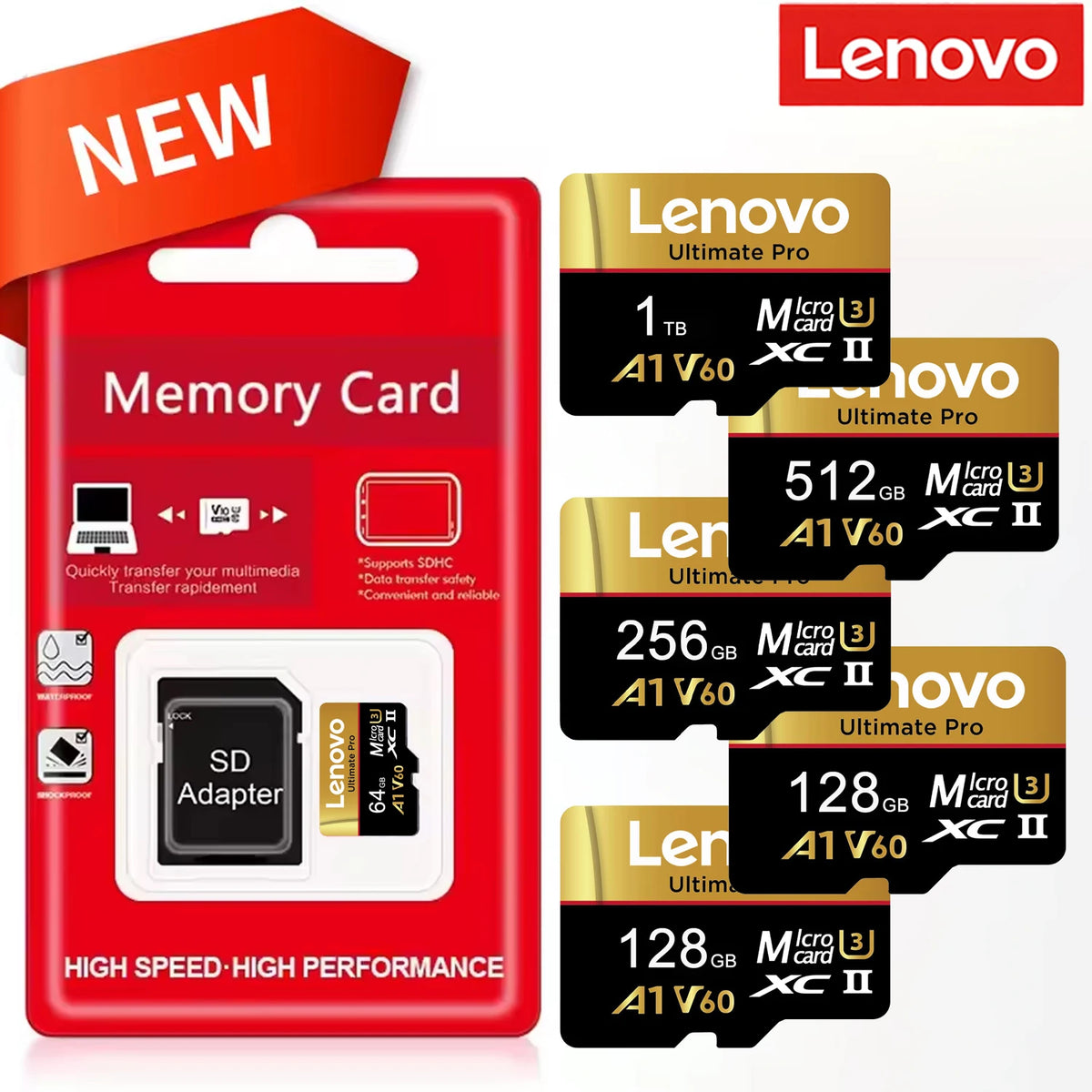 Lenovo SD Memory Card 128GB 256GB 512GB 1TB Micro SD Card V60 U3 Flash Cards TF Card Memory Microsd For Insta360 DJI Drone Pi-Mart