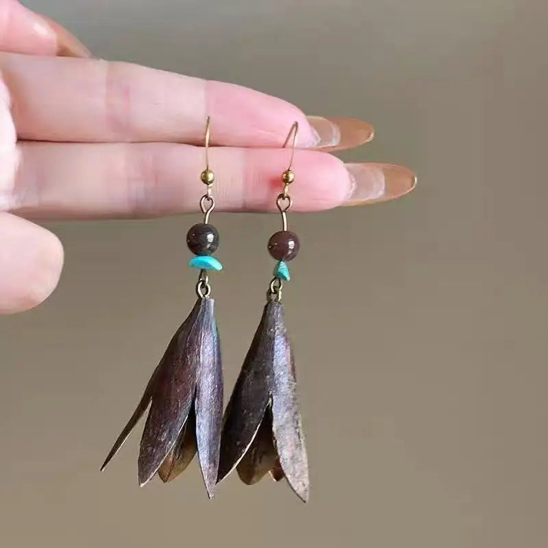 1Pair Vintage Wooden Plant Earring For Women Creative Natural Plant Dried Fruits Drop Earrings Ethnic Jewelry Pi-Mart