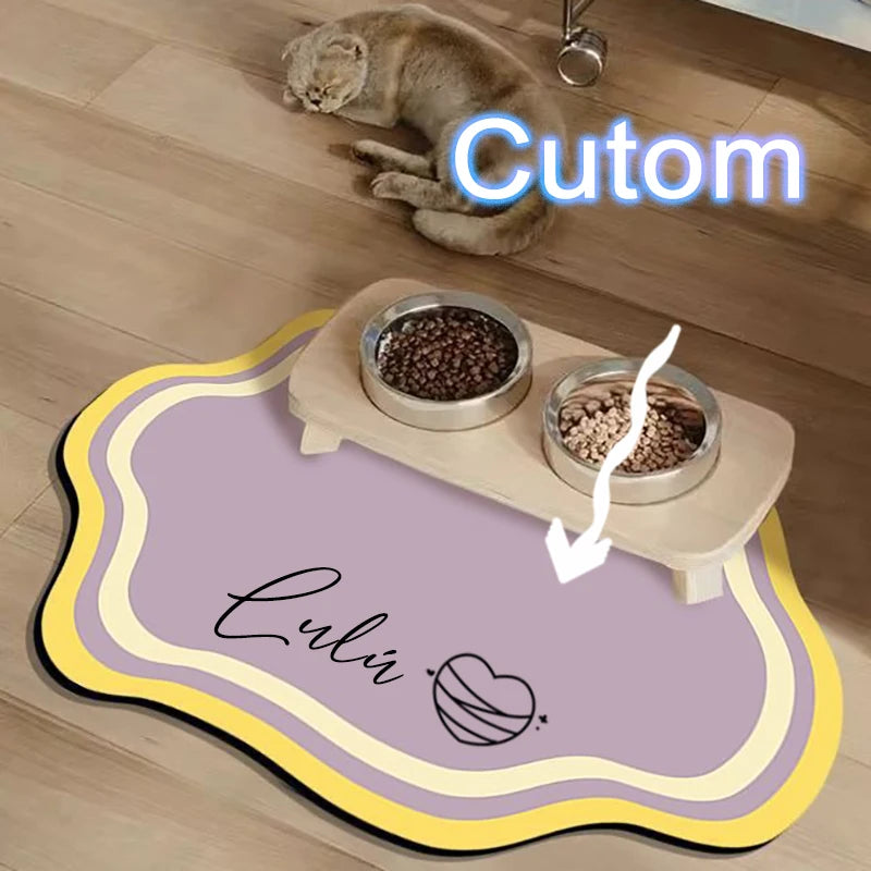 Custom Pet Feeding Mat Cute Shape Dog Diatom Mud Floor Mat Non-Slip Waterproof Home Decoration Dog Feeding Pad Pi-Mart