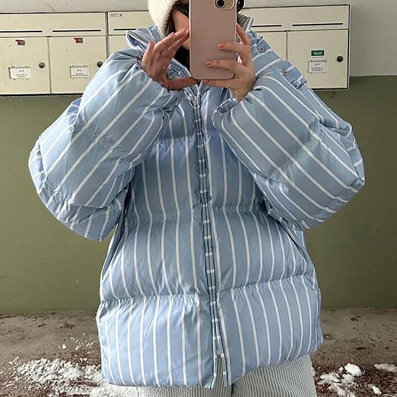 Chic Leopard Hooded Puffer Coat Set Women Quilted Full Sleeve Zip Jacket Wide Leg Pants 2026 New Lady Winter Thicken Warm Outfit Pi-Mart