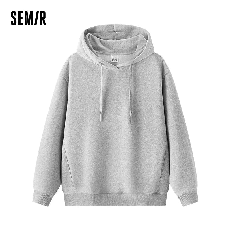 Semir Hoodie Women Fleece Lined Thermal Antibacterial Loose Fit Solid Color 2025 New Winter Casual Pullover LadyShow.Store