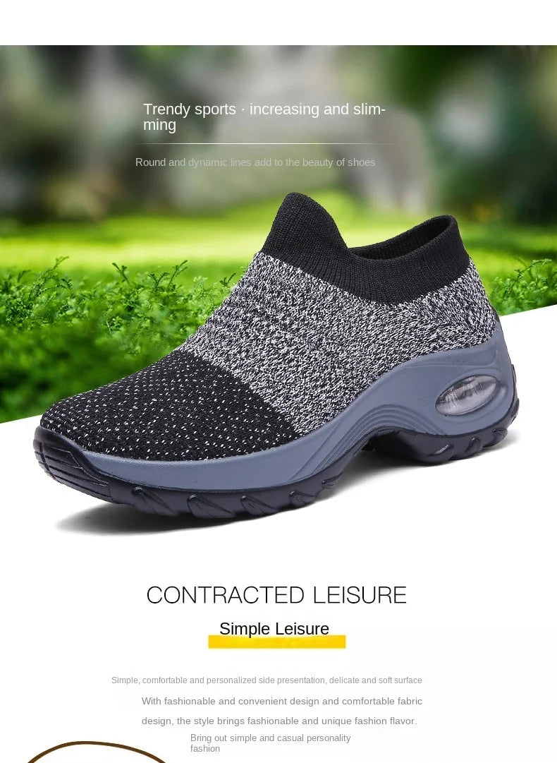 Women Sneakers Summer Fashion Black Sports Casual Shoes Breathable Mesh Lightweight Air Cushion Non-Slip Running Shoe Zapatillas Pi-Mart