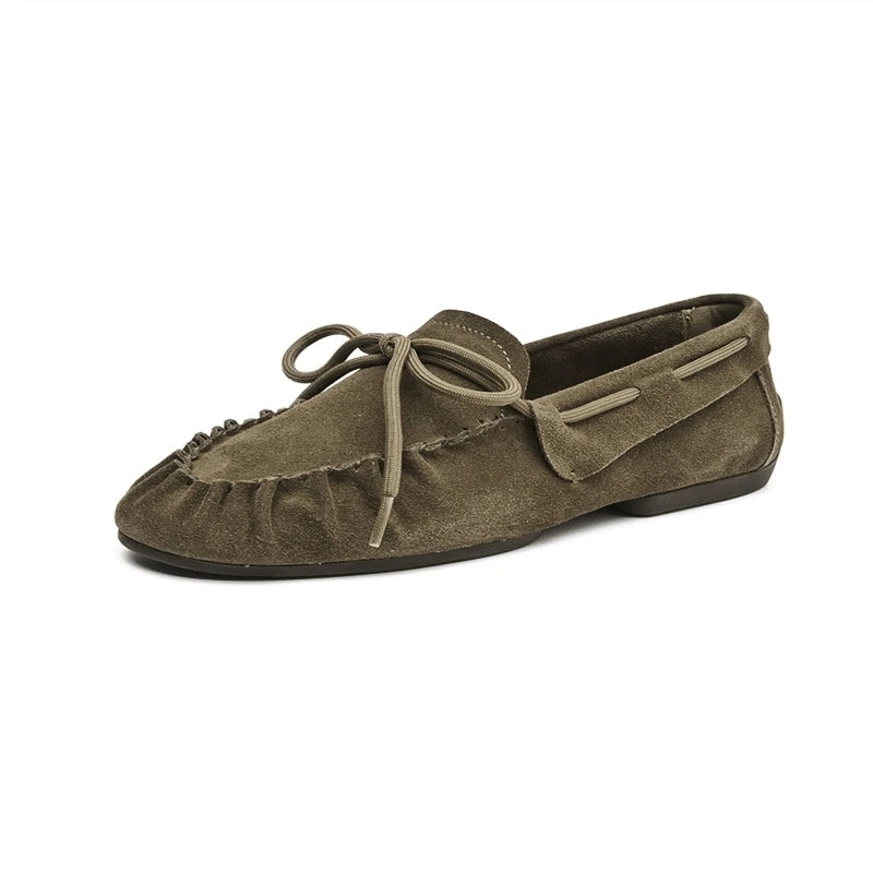 AIYUQI 2026 New Women's Flats Shoes Hand-sewn Pleats Women Loafers Large Size Casual Leather Female Shoes Pi-Mart