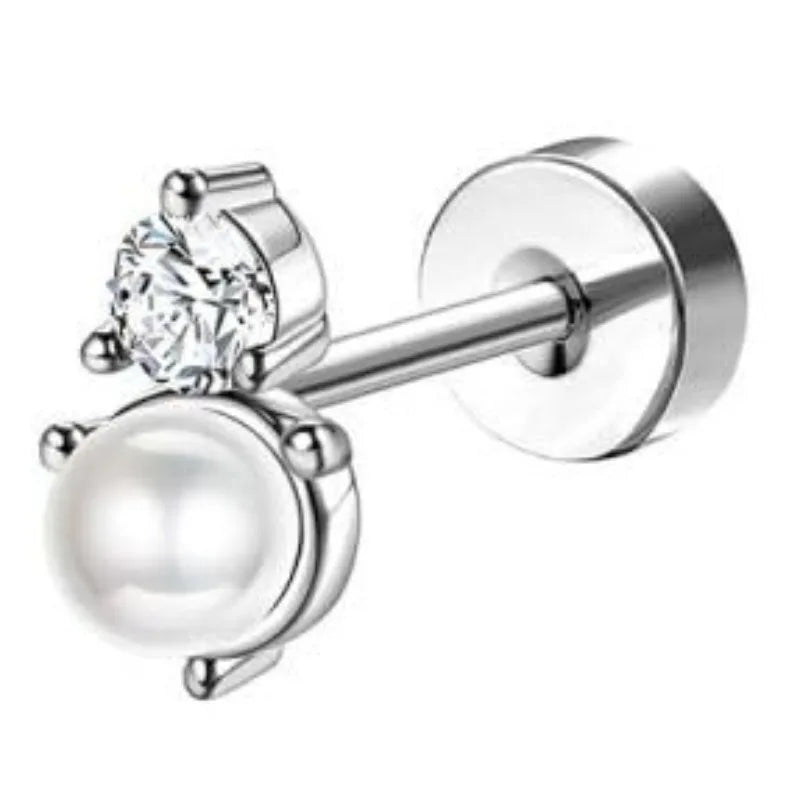 Bobisty 1pc Earrings for Sensitive Ears Surgical Stainless Steel Earrings for Women Dainty Flat Back Earring Stud Hoop Cartilage Pi-Mart