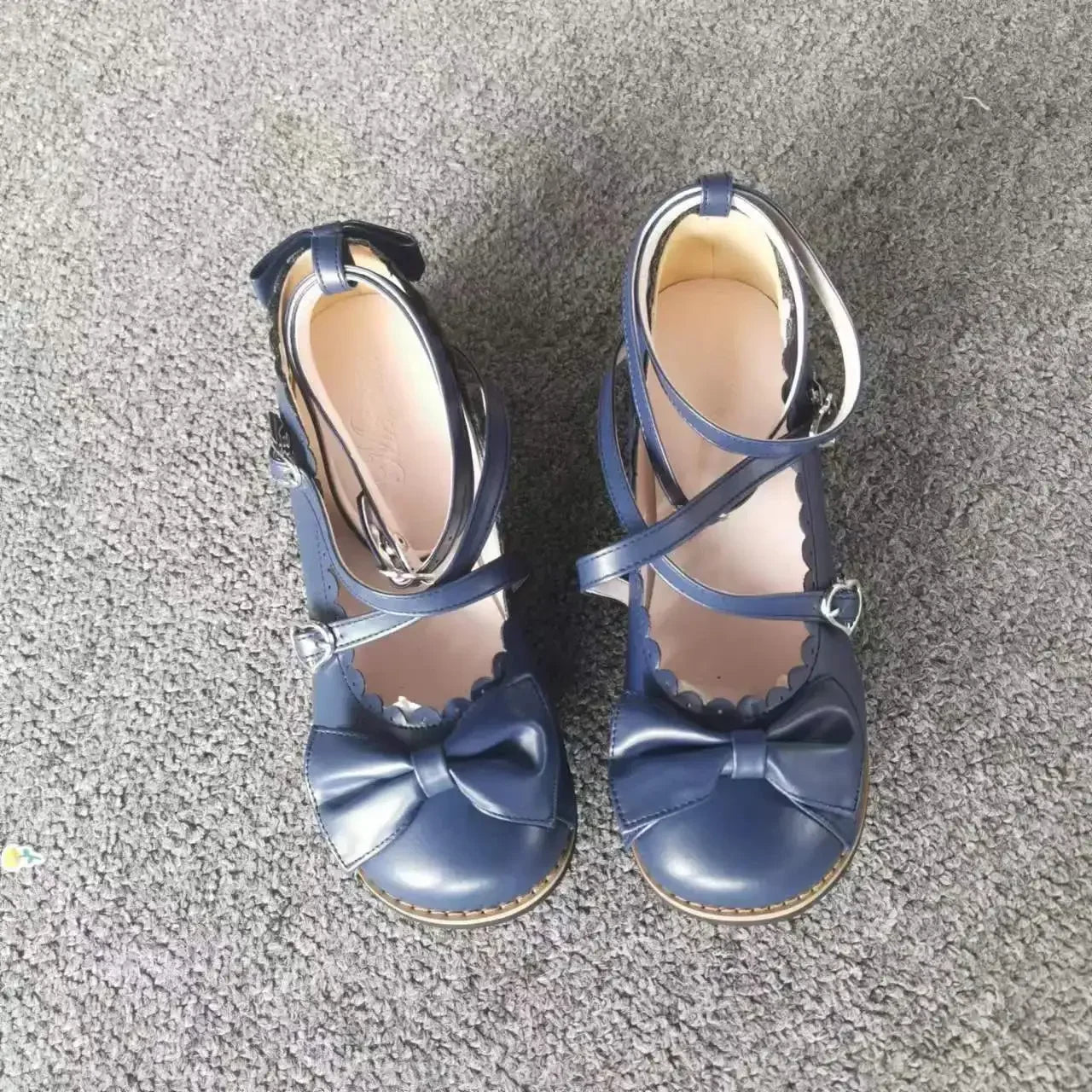 Lolita Shoes Women Flats Low Round With Cross Straps Bow Cute Girls Princess Tea Party Shoes Students Lovely Shoes Size 34-41 LadyShow.Store