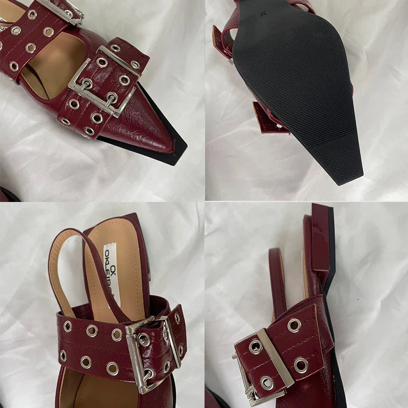 New Women Sandals Shoes Pointed Toe 2026 Spring Fashion Shallow Footwear Slingbacks Ladies Sandals Flats Shoes Big size LadyShow.Store