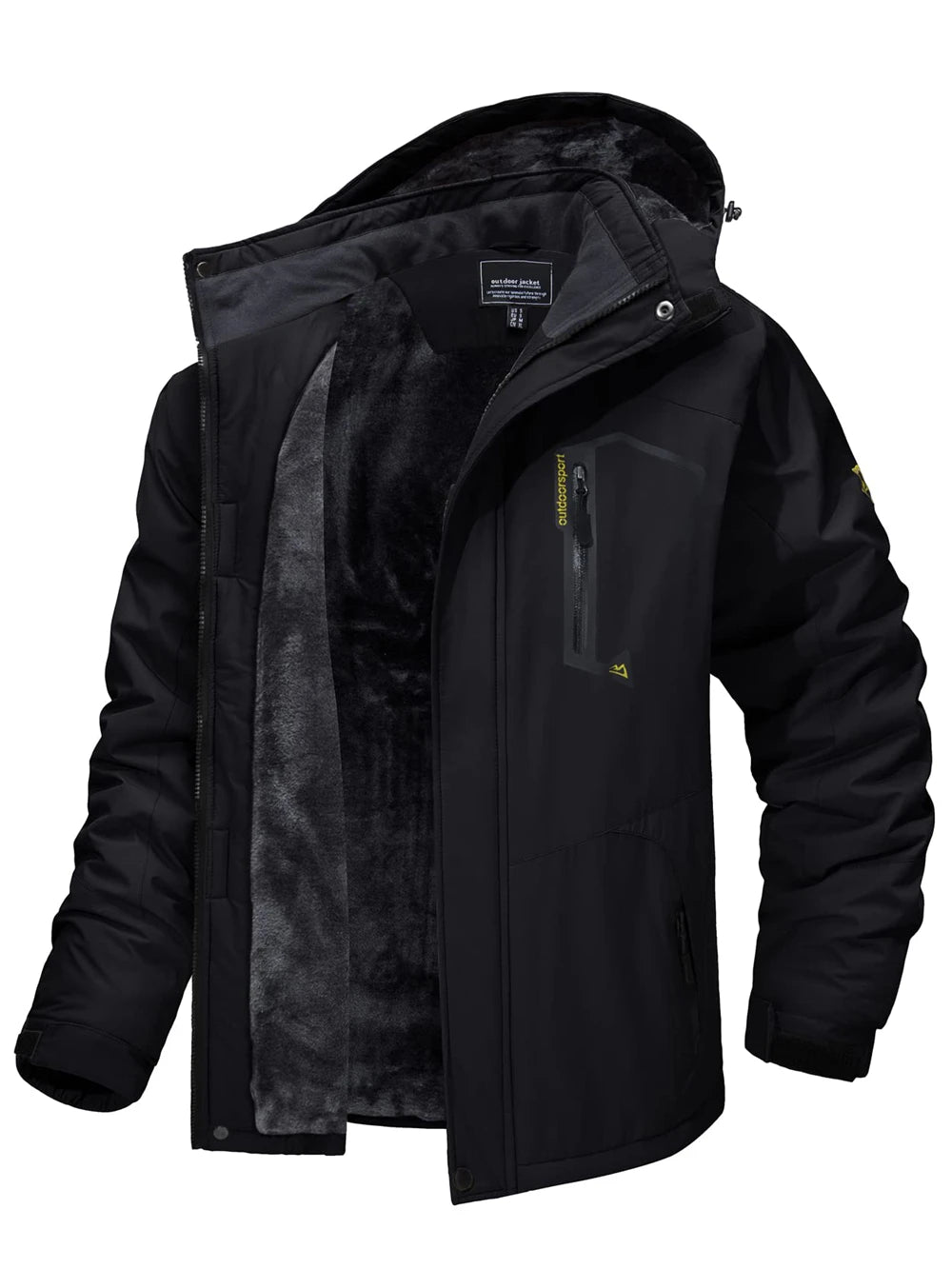 TACVASEN Fleece Lining Mountain Jackets Mens Hiking Jackets Outdoor Removable Hooded Coats Ski Snowboard Parka Winter Outwear Pi-Mart