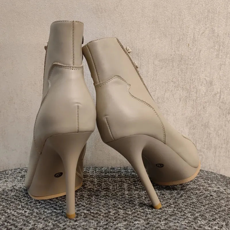 Genuine leather Customizable boots European Style Sexy Thin High Heel Jazz Dance Sandal for Women Open Toe Ladies Dancing Shoes LadyShow.Store