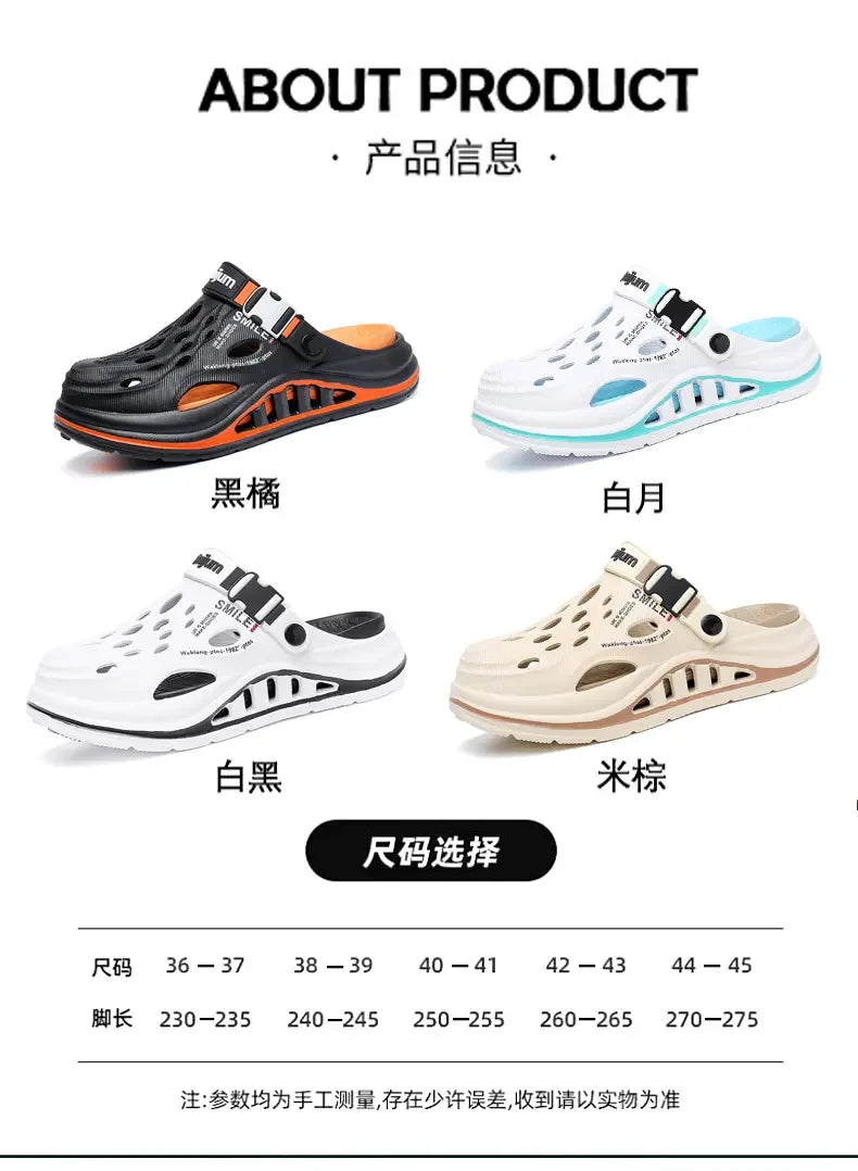 2026 New Men's Holes oes Summer Thi Bot Anti-Slip Driving Beach Slippers Spor Casual EVA Injection Moulding Footwear Pi-Mart