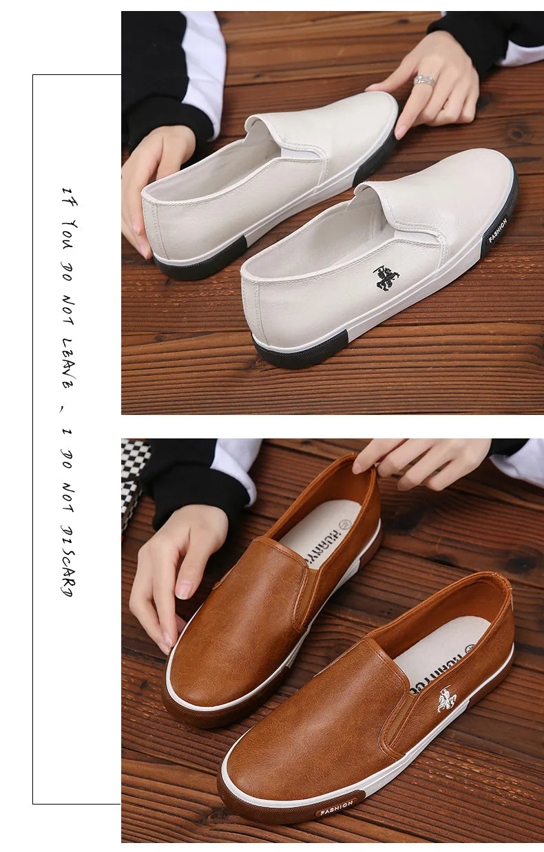 2026 New Leather Men's Shoes Luxury Fashion Men Casual Shoes Retro Comfortable Loafers High Quality Men's Sneakers Driving Shoes Pi-Mart