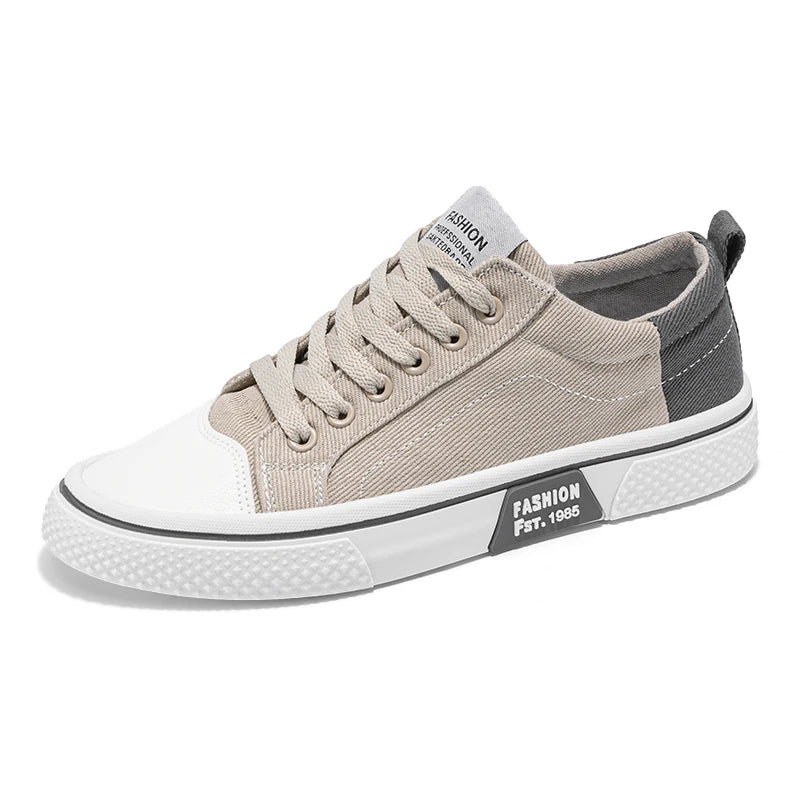 Canvas shoes four seasons men's casual shoes students flat shoes fashion soft-sole outdoor walking shoes youth Joker board shoes Pi-Mart