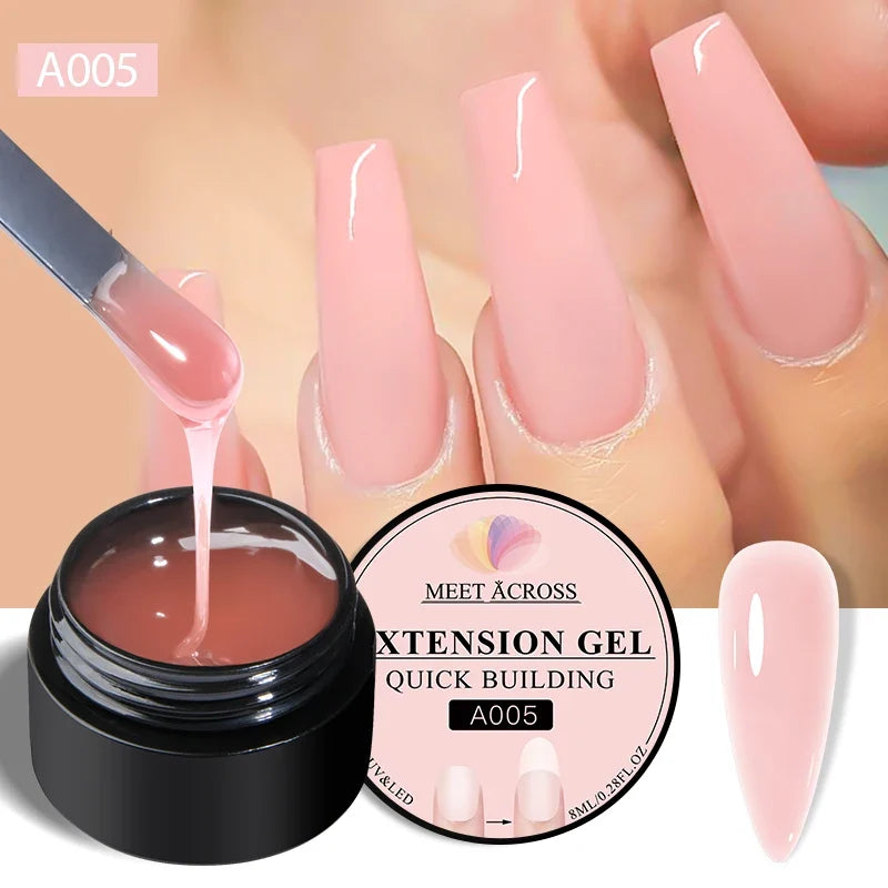 8ml Nude Pink White Quick Extension Gel Nail Polish Vernis Semi Permanent UV Construction Gel For Nail Extensions Nail Supplies Tri Light Beauty