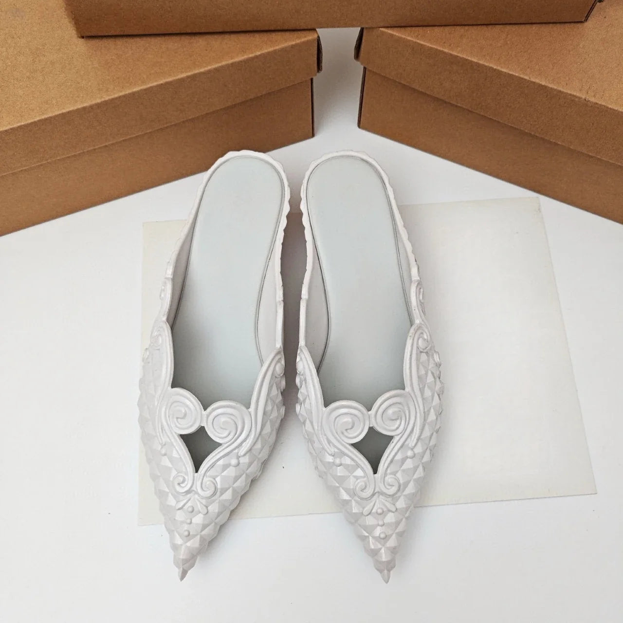 Original Brand Style Women Pointed-toe Crystal High Heel Slippers  Girl Retro Elegance Slippe Ladies Fashion witch Summer Slides LadyShow.Store