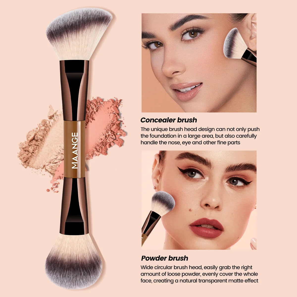 MAANGE 13pcs Makeup Brushes with Storage Bag Foundation Brush Powder Blusher Brush Eye Brush Multi-functional Makeup Brush Set Pi-Mart