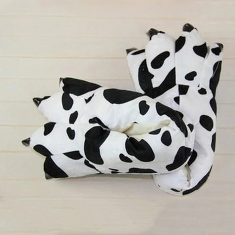 Winter Warm Soft Indoor Floor Slippers Women Men Shoes Paw Funny Animal Christmas Monster Dinosaur Claw Plush Home Random Lining LadyShow.Store
