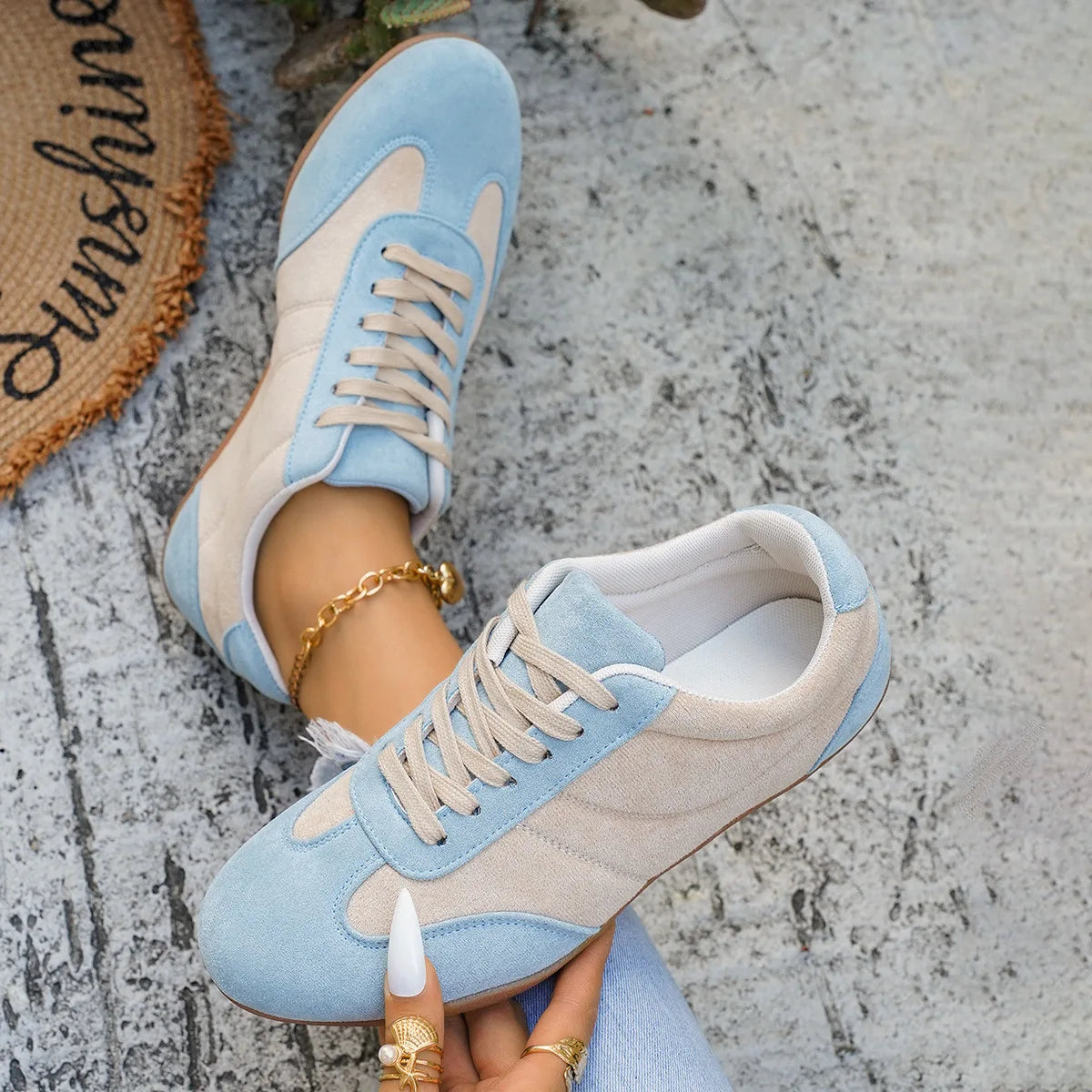Women's Casual Flat-soled Non-slip Wear-resistant Sport Shoes Spring Autumn Round-toe Soft and Comfortable Women Single Shoes Pi-Mart