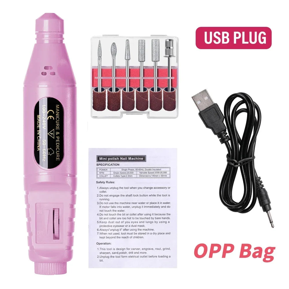 All-in-One Electric Nail File Pen: The Ultimate At-Home Manicure Solution for Gel Polish Removal & Nail Shaping - Lightweight Tri Light Beauty