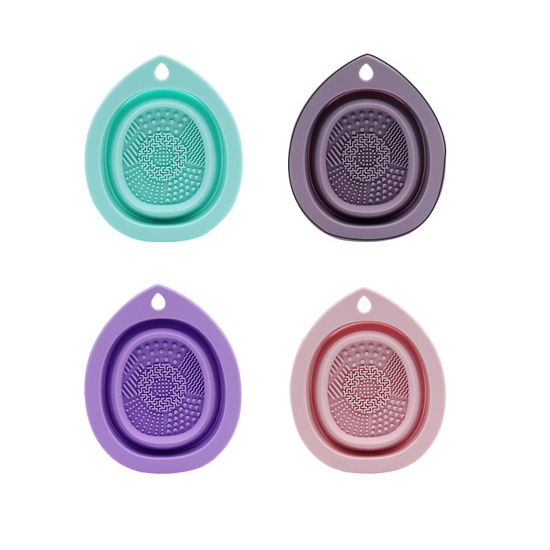 Silicone Makeup Brush Cleaner Folding Powder Puff Cleaning Bowl Eyeshadow Brushes Washing Soft Mat Beauty Tools Scrubber Box Pi-Mart