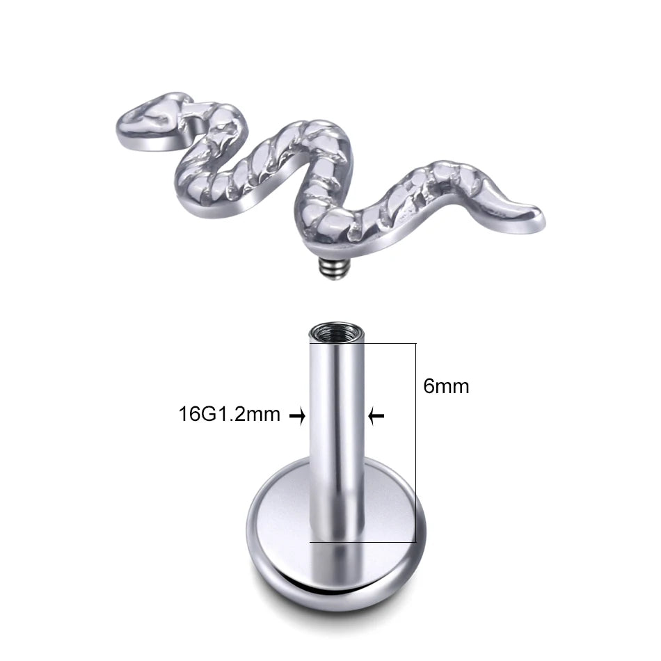 1Pc G23 Titanium Cartilage Stud Earrings for Women Lip Stud Labret Piercing Helix Daith Piercing Body Jewelry Pi-Mart