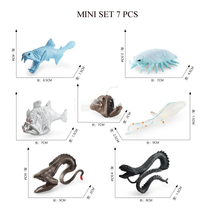 Realistic Mini Ocean Animal Figurines Plastic Marine Sea Creatures Whale Shark Dolphin Turtle Penguin Model Playset Gift for Kid LadyShow.Store