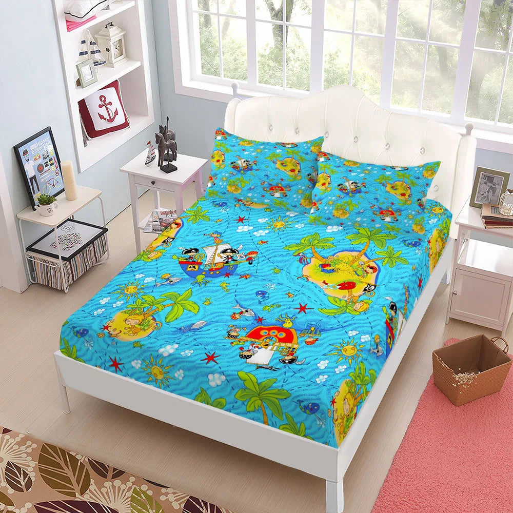 Jurassic Dinosaurs Children Fitted Sheet Set King Queen Double Full Size Bed Linen Set LadyShow.Store
