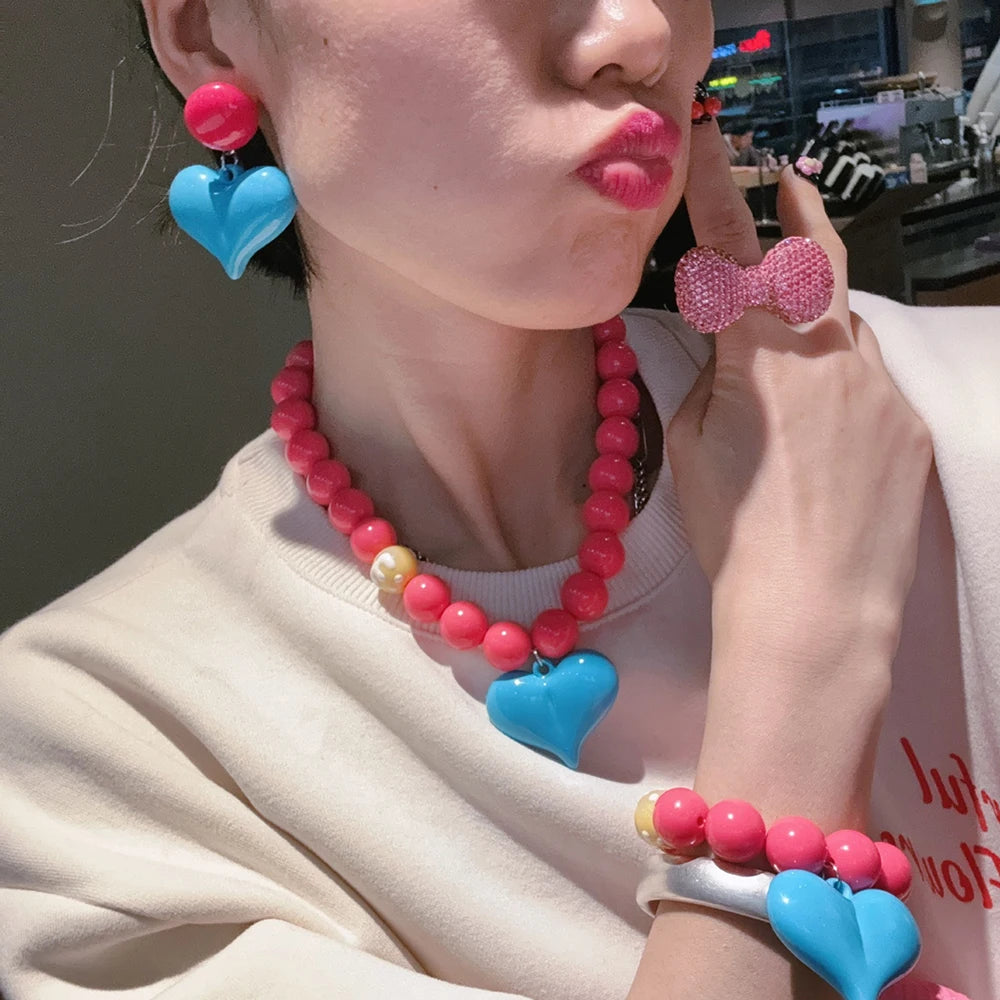 Fashionable Summer Pendant Necklace Simple And Elegant Bracelet Sweet Necklace New Heart-Shaped Jewelry Accessory Pi-Mart