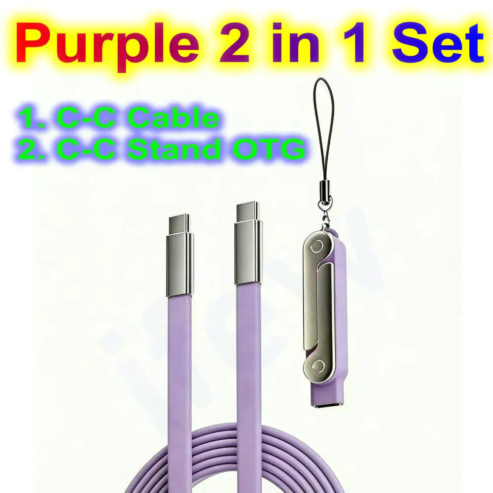 USB Type C Flat Phone Charger Fast Charging Cable C Kick Cable Stand Invisible Support Foldable Holder Charge Bracket For iPhone Pi-Mart