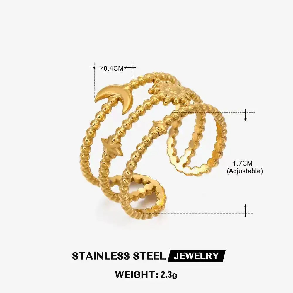 High End Waterproof Hollow Stainless Steel Finger Ring Trendy for Women Personalize Jewelry Wholesale Pi-Mart
