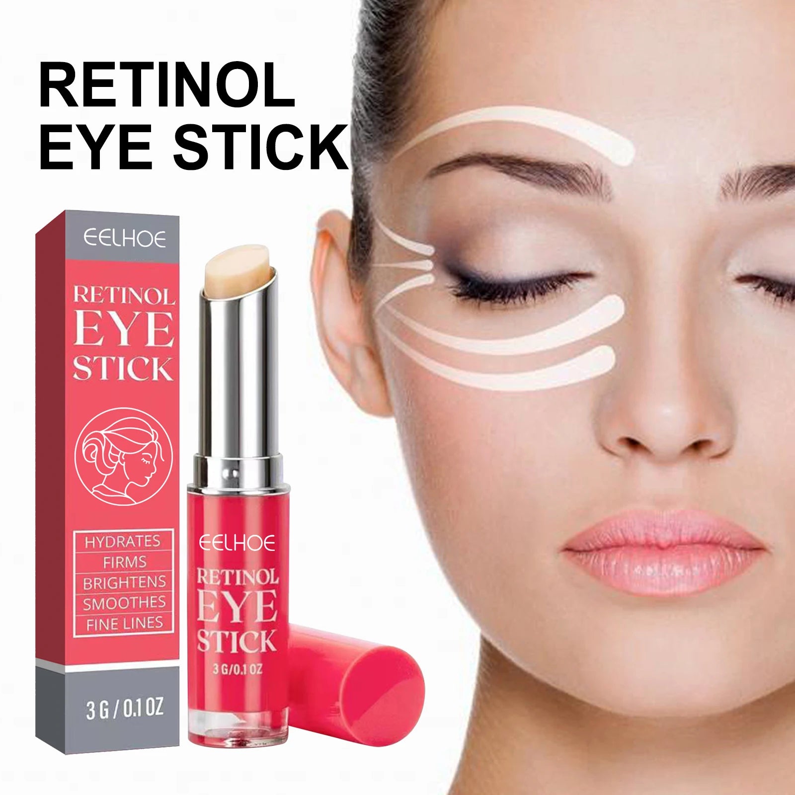Retinol Eye Cream Stick Lightening Dark Circles Anti-Puffiness Smooth Brightening Moisturizing Firming Under Eye Treatment Care Pi-Mart