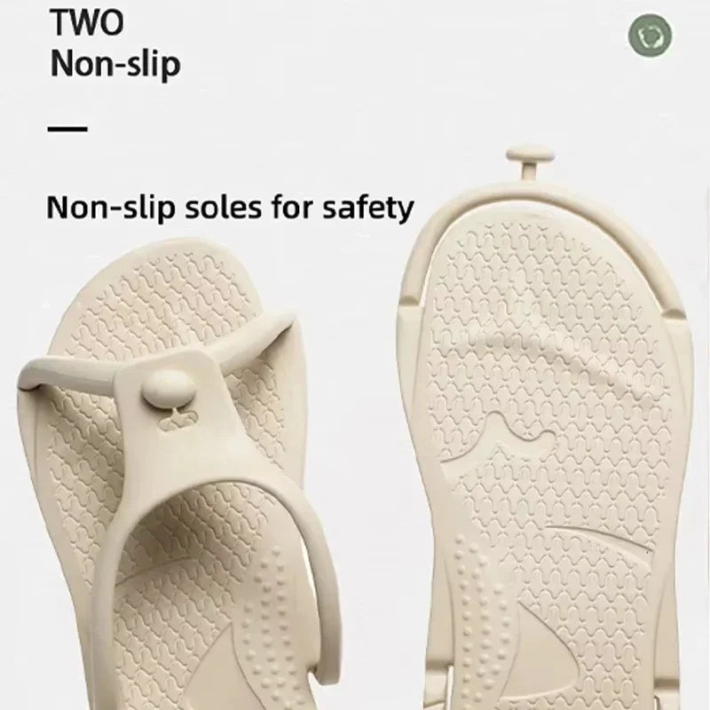 2024 Summer Women Folding Slippers Adults Portable Trip Travel Sandals Couples Indoor Soft Slides Men Beach Non-slip EVA Shoes LadyShow.Store