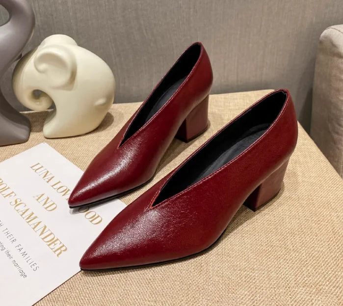 XGRAVITY Sexy Autumn New Designer Vintage Evening Shoes Ladies Fashion Pointed Toe V Cut Woman Shoes High Heel Pumps Sexy C323 LadyShow.Store