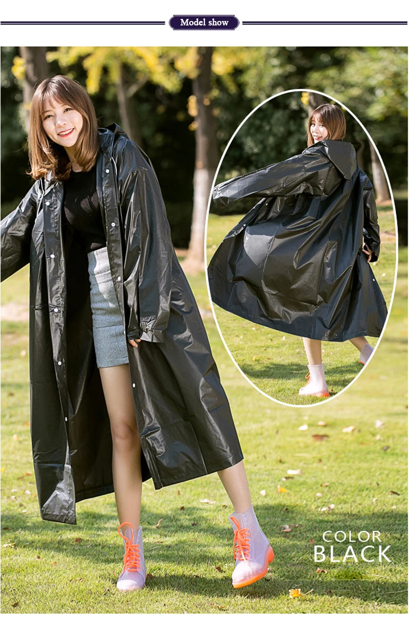 Raincoat Women Men Impermeable Thickened Waterproof Raincoat Tourism Outdoor Hiking Rain Poncho Raincoat Hooded Rain Coat Pi-Mart