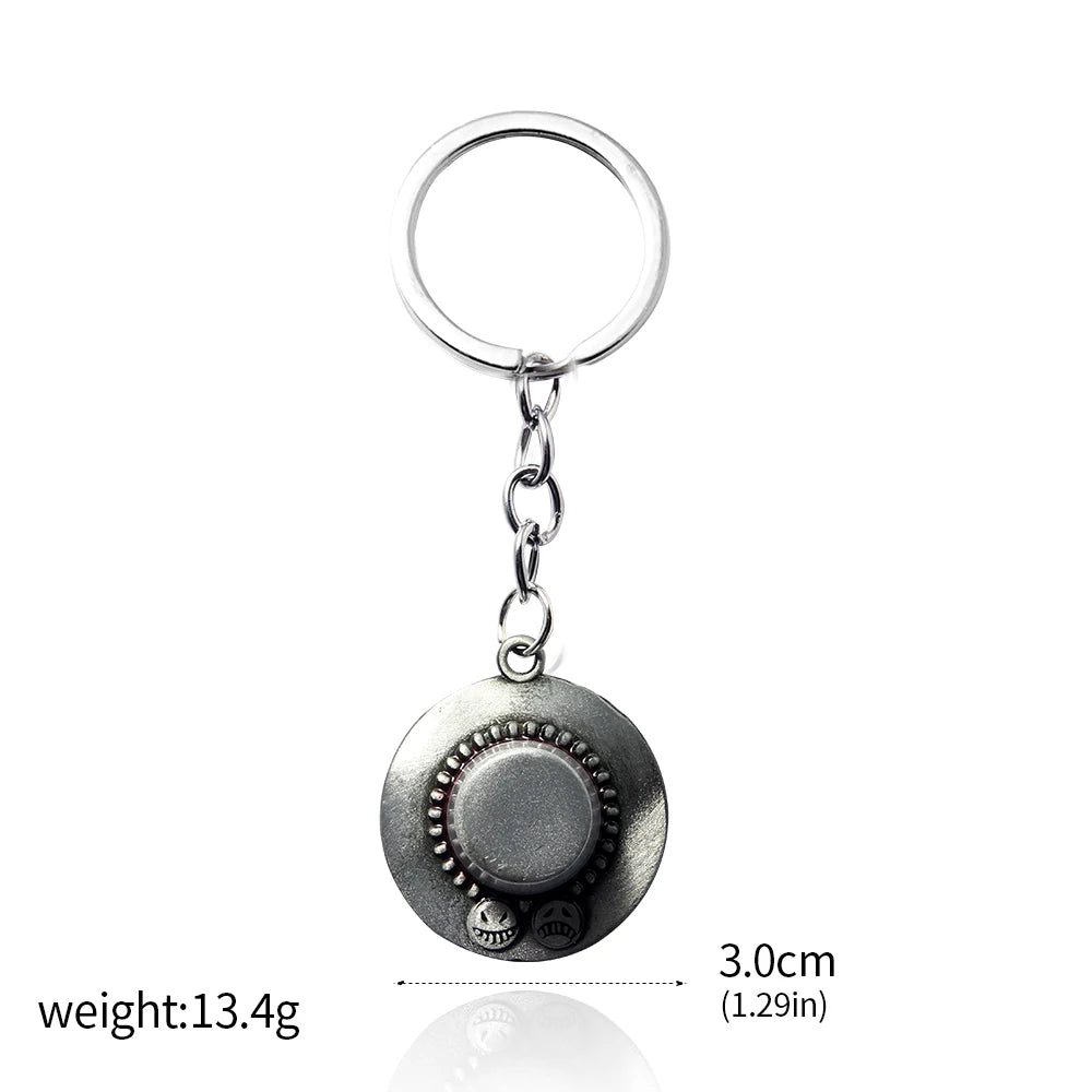 One Piece Luffy Straw Hat Keychain Rotatable Zoro Skull Metal Pendant Role-Playing Decorative Accessories Fan Jewelry Gift Pi-Mart